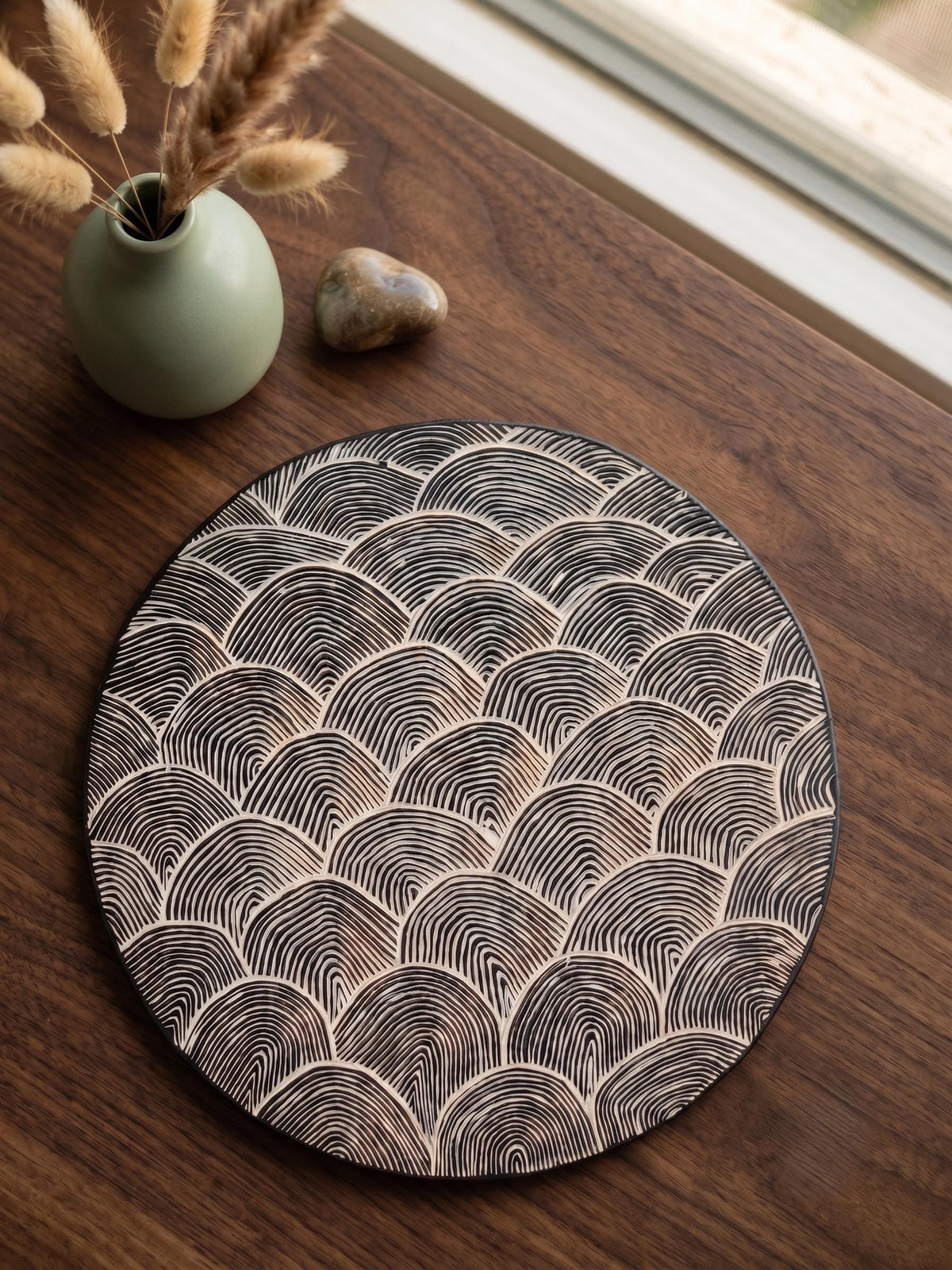 WAVEFORM Hand-Carved Seigaiha Wave : Wall art