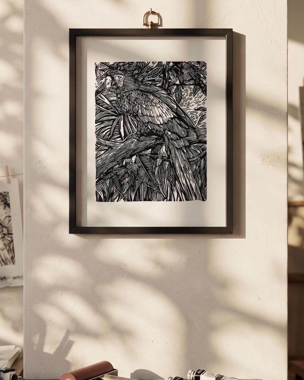 NATURE'S PERCH  | Handmade Linocut Print