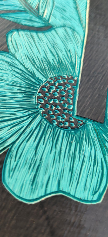 FLORA LETTER  K Wall Art: Handmade Paint Carving