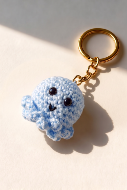 Baby Blue Octopus Keychain
