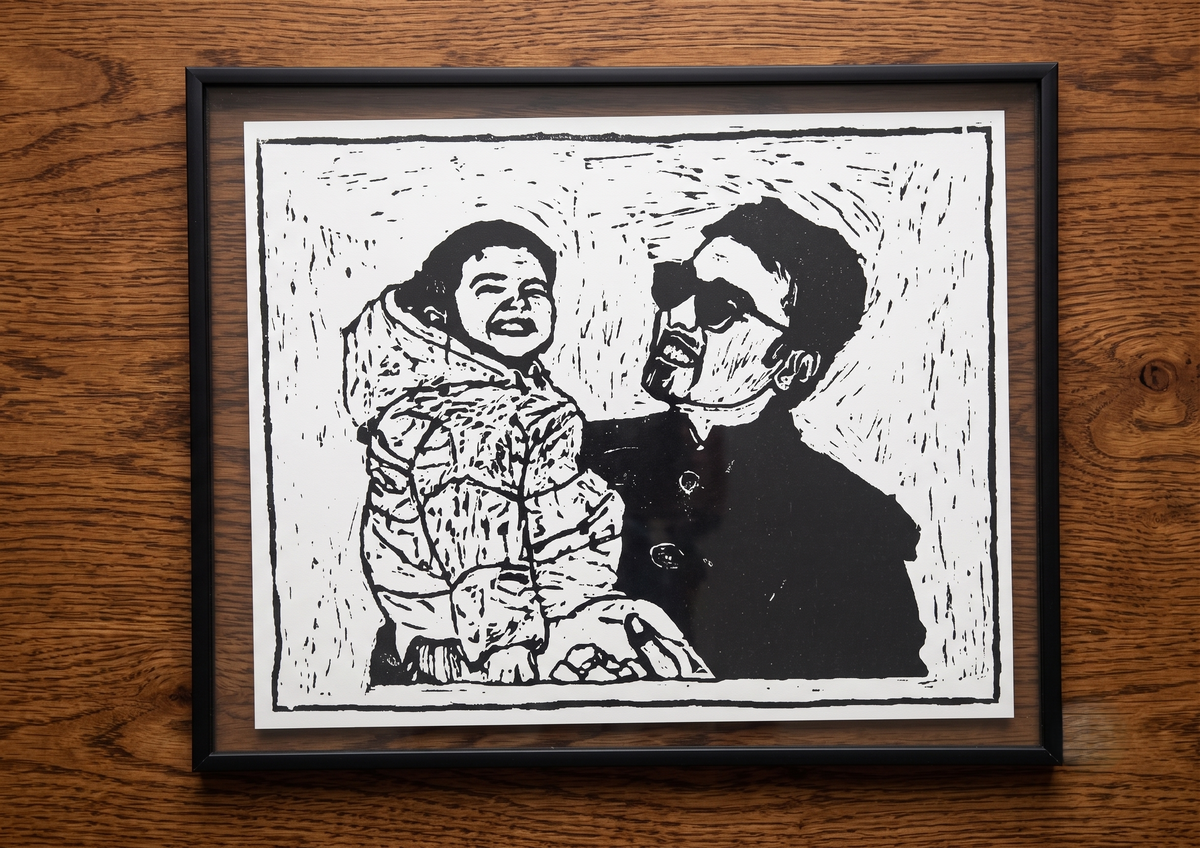 Captured in Ink – Custom Potraits , Hand-Carved Linocut Print 🖤