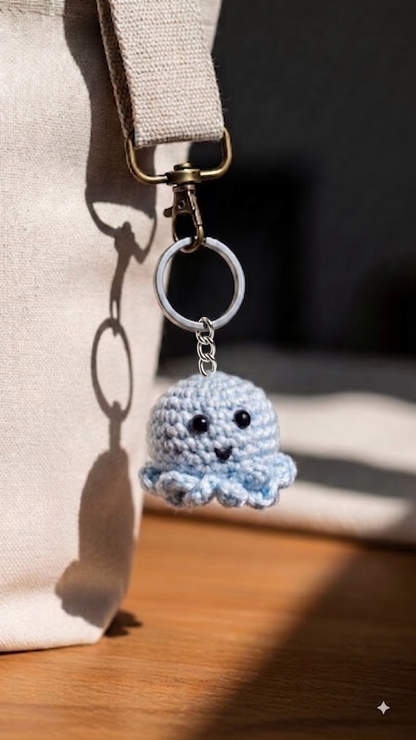 Baby Blue Octopus Keychain