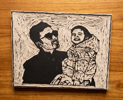 Captured in Ink – Custom Potraits , Hand-Carved Linocut Print 🖤