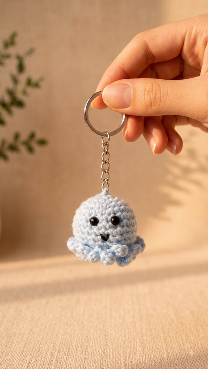 Baby Blue Octopus Keychain